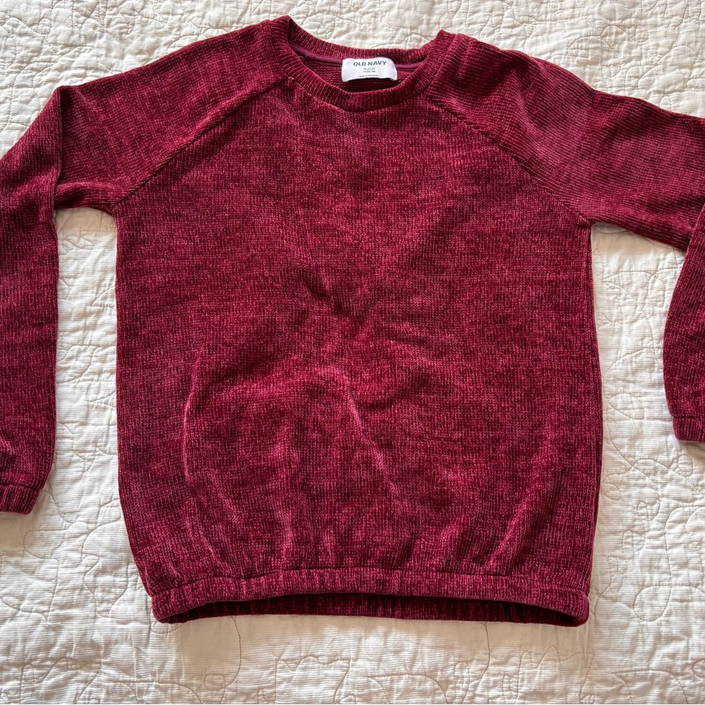 Old Navy girls chenille Crew Neck Sweater - Burgundy